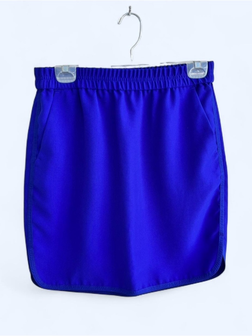 J. Crew Royal Blue Mini Skirt Elastic Waist Bold Statement Y2K Preppy Summer